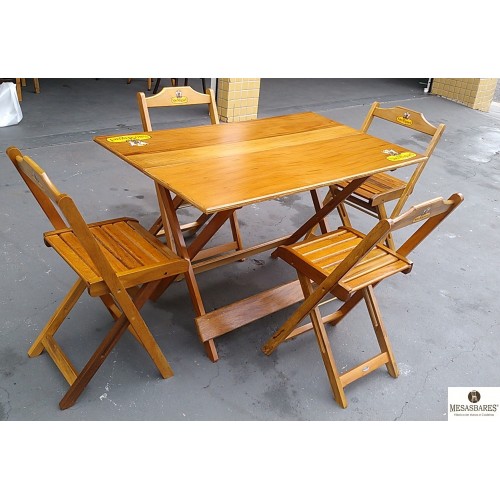 Conjunto Dobrável Mesa 120x70 Rio com Logo Marca Com 4 Cadeiras - Cod: 988